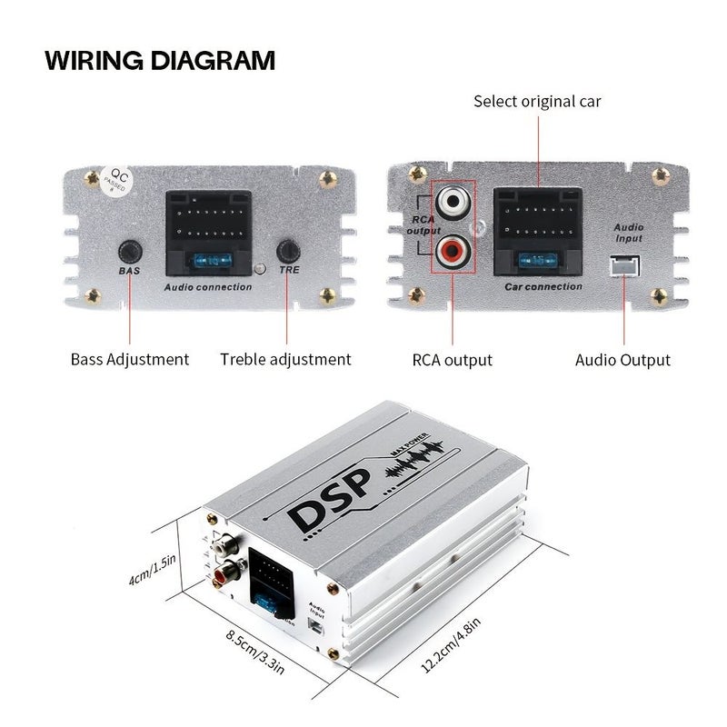 Silver 800W 4 Channel Class AB DSP Car Amplifier 50W RMS Lossless Audio Processor - Image 1