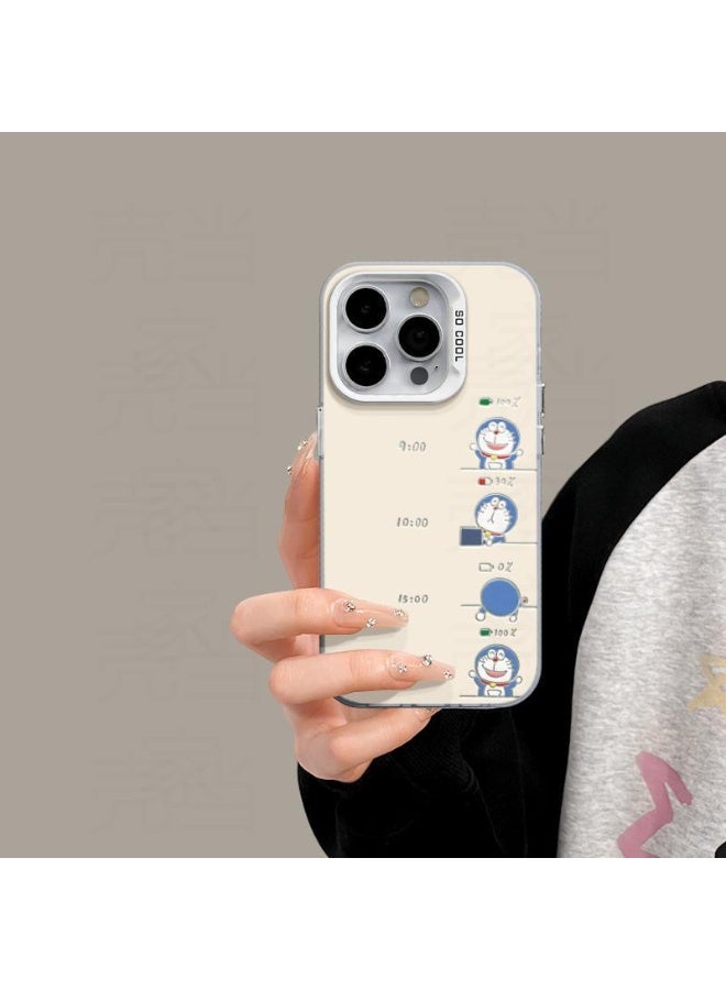 Doraemon iPhone 17 Cover Minimalist Time Chart Cute Blue Cat Trendy Look - Image 1
