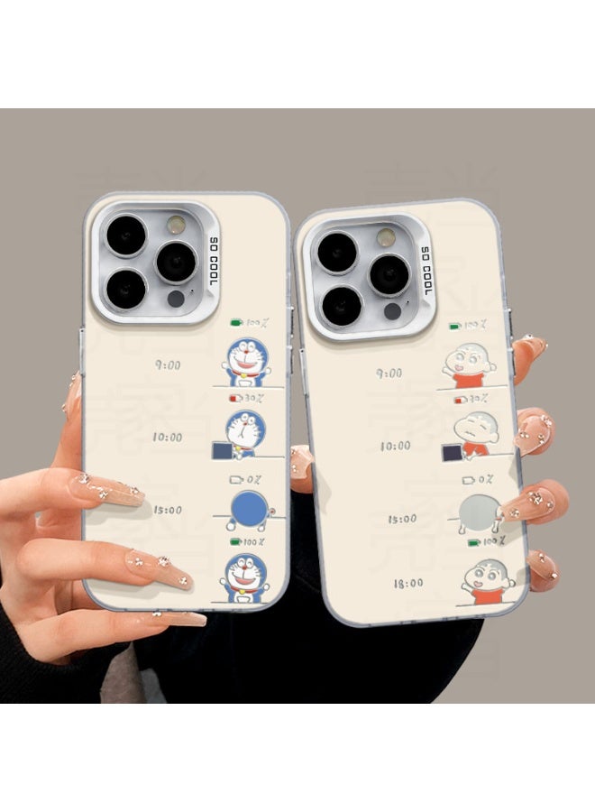 Doraemon iPhone 17 Cover Minimalist Time Chart Cute Blue Cat Trendy Look - Image 2