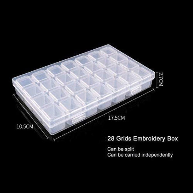 Eiito Diamond Embroidery Box Packs of 2 (28 Grids), 5d Diamond Box Plastic Bead Case Storage Container - Image 2