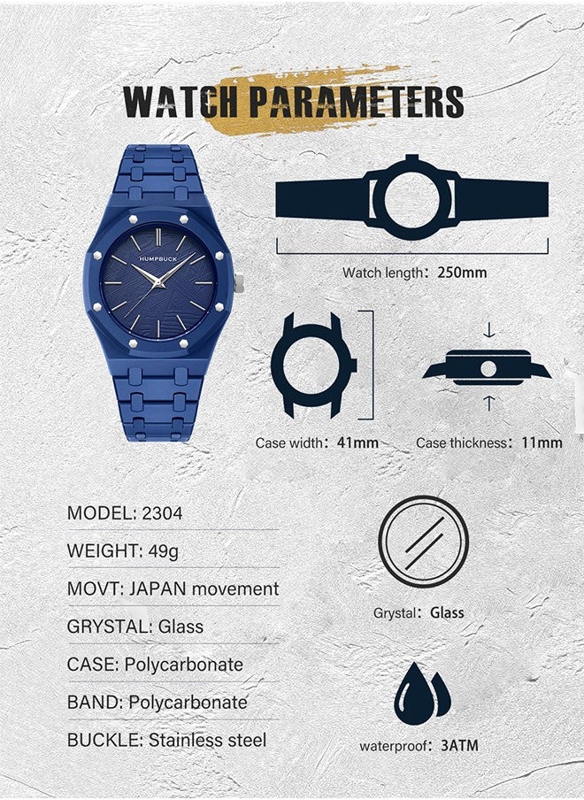 HUMPBUCK - Plastic Watch Lightweight Polycarbonate Waterproof Wristwatch for Men & Women Minimalist Casual Design - Image 1