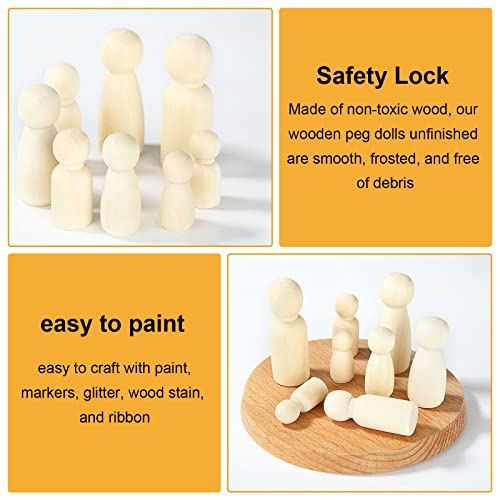 JMIATRY 100PCS Wooden Peg People Wooden Peg Dolls Unfinished Wooden People Figures With Storage Case Pegs Dolls Family Woodens Peoples for Craft Art Projects and Decoration (8 Size,1.3 to 2.56 inches) - Image 5