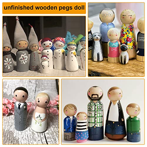 JMIATRY 100PCS Wooden Peg People Wooden Peg Dolls Unfinished Wooden People Figures With Storage Case Pegs Dolls Family Woodens Peoples for Craft Art Projects and Decoration (8 Size,1.3 to 2.56 inches) - Image 4