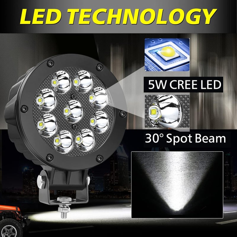 AKD Part 5 Inch 90W Round Spot LED Off Road Lights - 9000LM Fog Lights for Trucks, SUVs, ATVs, and More - Image 3