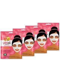 Yes To Yes To Grapefruit Vitamin C Glow Boosting Paper Mask Bundle 4 Single Use Masks 
