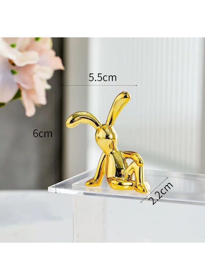 Saivision 2PCS Modern Car Ornaments Gold Rabbit,Cool Rabbit Cute Creative Cartoon Car Dashboard Decoration & Home Shelf Decor – Creative Gift for Ramadan & Eid - Image 2