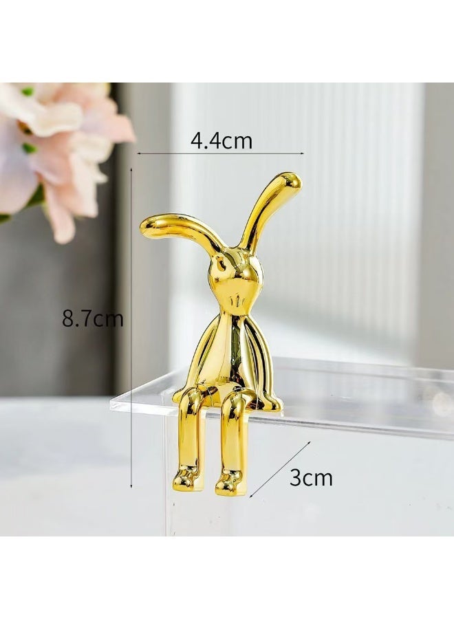 Saivision 2PCS Modern Car Ornaments Gold Rabbit,Cool Rabbit Cute Creative Cartoon Car Dashboard Decoration & Home Shelf Decor – Creative Gift for Ramadan & Eid - Image 4