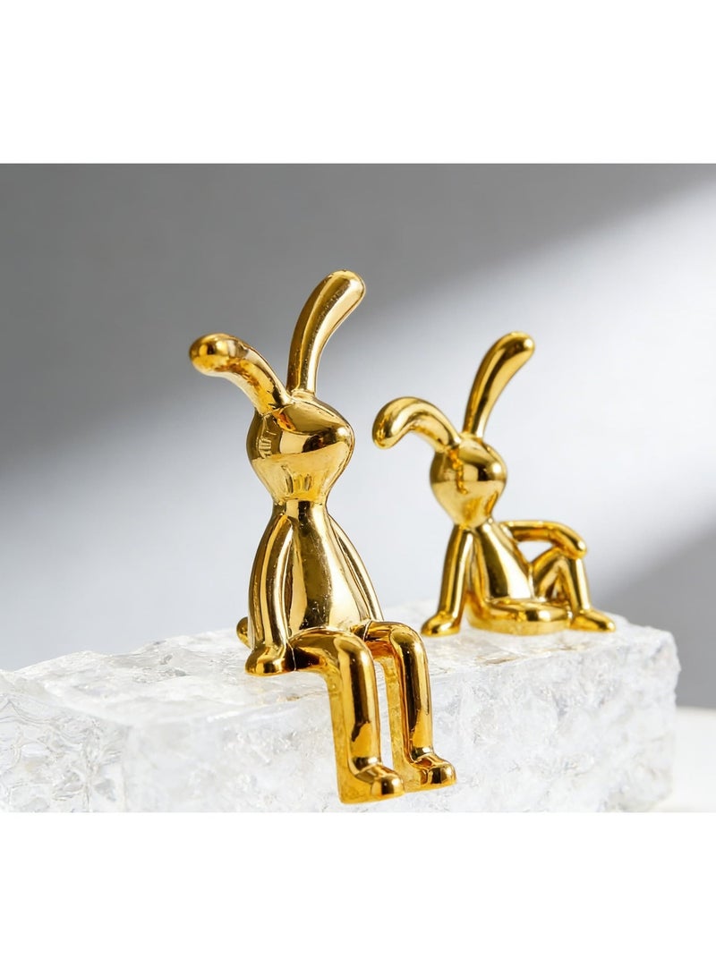 Saivision 2PCS Modern Car Ornaments Gold Rabbit,Cool Rabbit Cute Creative Cartoon Car Dashboard Decoration & Home Shelf Decor – Creative Gift for Ramadan & Eid - Image 5