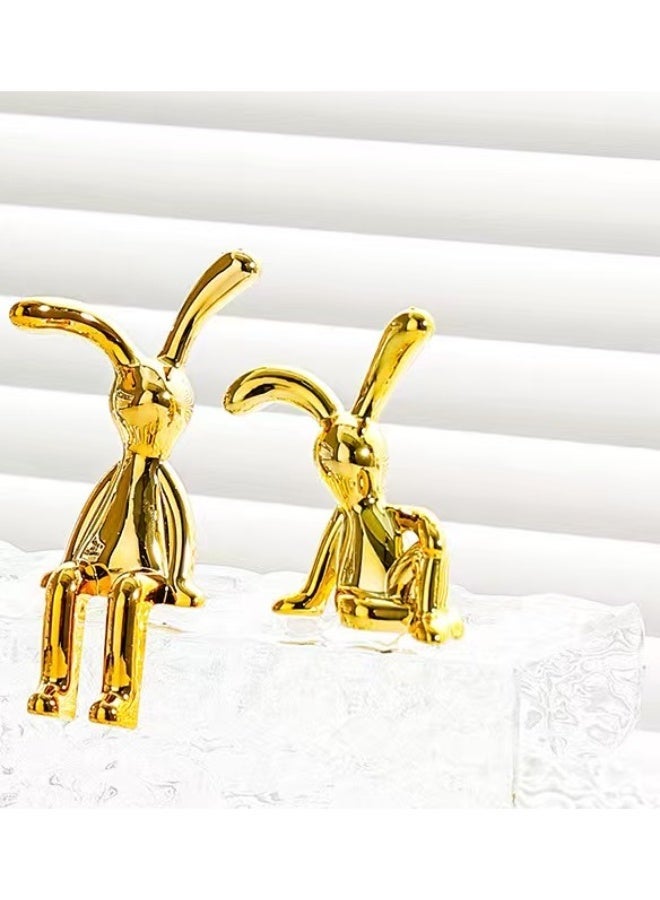 Saivision 2PCS Modern Car Ornaments Gold Rabbit,Cool Rabbit Cute Creative Cartoon Car Dashboard Decoration & Home Shelf Decor – Creative Gift for Ramadan & Eid - Image 1