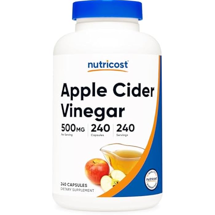 Nutricost Apple Cider Vinegar Capsules 500mg, 240 Vegetarian Capsules - Natural, Vegetarian, GMP, Non-GMO and Gluten Free - Image 1
