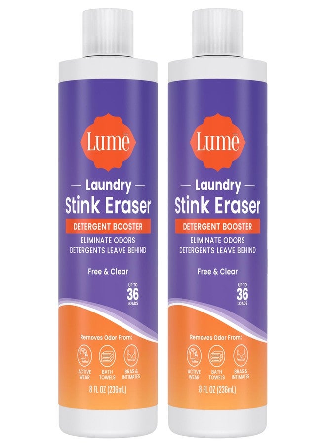 Lume Laundry Stink Eraser - Detergent Booster & Sink Soak - Eliminates Body Odor In Clothes - Odor Blasting Enzyme Blend - Makes Your Detergent Work Better - Free And Clear - 8 fluid ounces (2 Pack) - Image 1