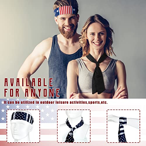 Civaner 8 Pcs American Flag Bandana Headbands USA Head Tie Ninja Karate Sweatbands Adjustable Hair Wrap Bands for Men Kids Boys Workout Sports Tennis Basketball Running, Patriotic Labor Accessories - Image 2
