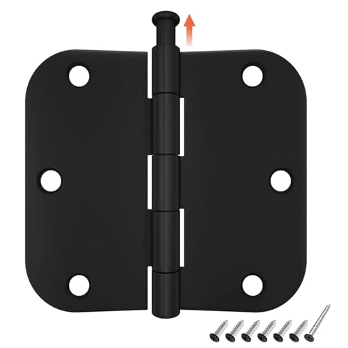 HOSOM 36 Pack Matte Black Door Hinges 3.5 x 3.5 Inch, Interior 3 1/2 Inch Door Hinges Rounded with 5/8 Radius Corners - Image 1