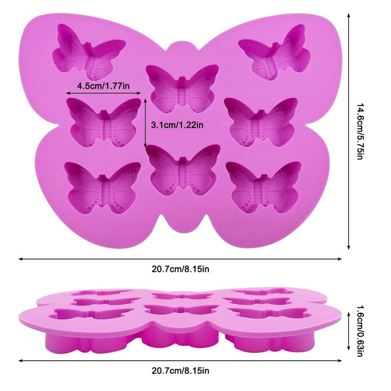 YuCool 3 PCS Silicone Butterfly Chocolate Molds, Non-Stick Butterfly Shape Candy Mold, Pink, Blue, Purple - Image 3