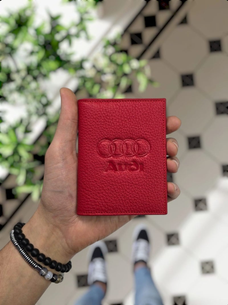 Visso Leather 1904 Leather Vehicle License Case with Audi Logo - License Case Personalized Bag Wallet  - Image 1