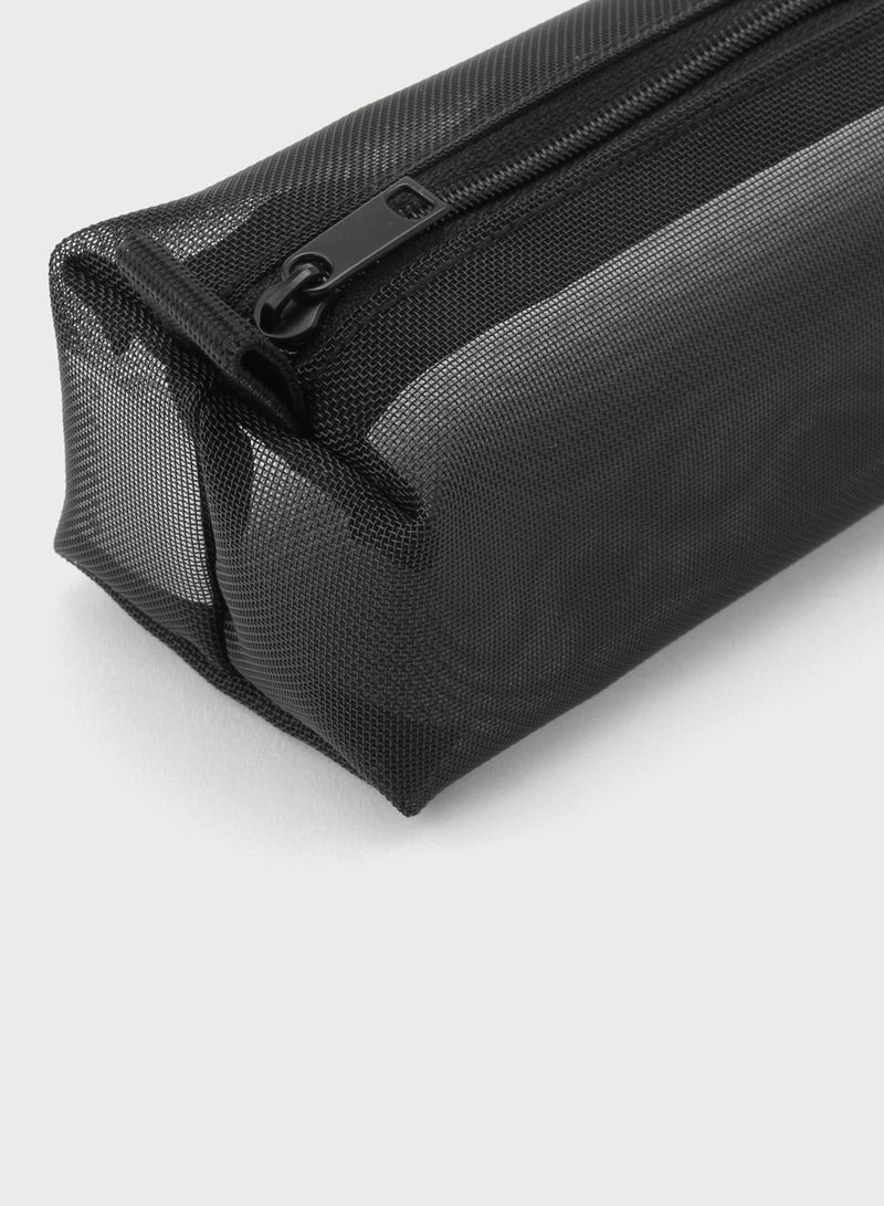 Muji Nylon Mesh Pen Case Square Black - Image 3
