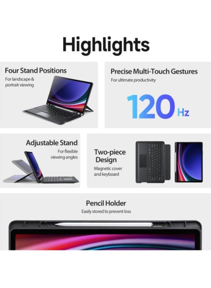 Trackpad Keyboard Compatible with Samsung Tab A9 Plus (X210/X215/X216) Detachable Magic Keyboard Case With Pencil Holder For Galaxy Tab A9+ - Image 2