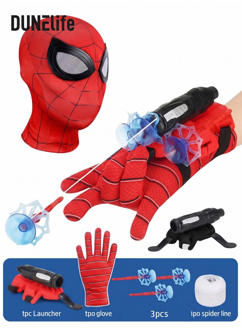 حياة الكثبان Spider-Man mask, Spider-Man launcher, superhero wrist launcher, role-playing toy, six-piece set - Image 1