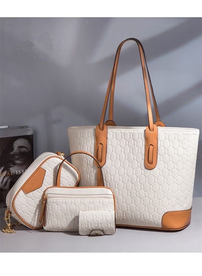 NIBEMINENT 4-Piece Women Commute Large Capacity Tote Bag with One Shoulder Cross-body Chain Bag and Wallet  - Image 1