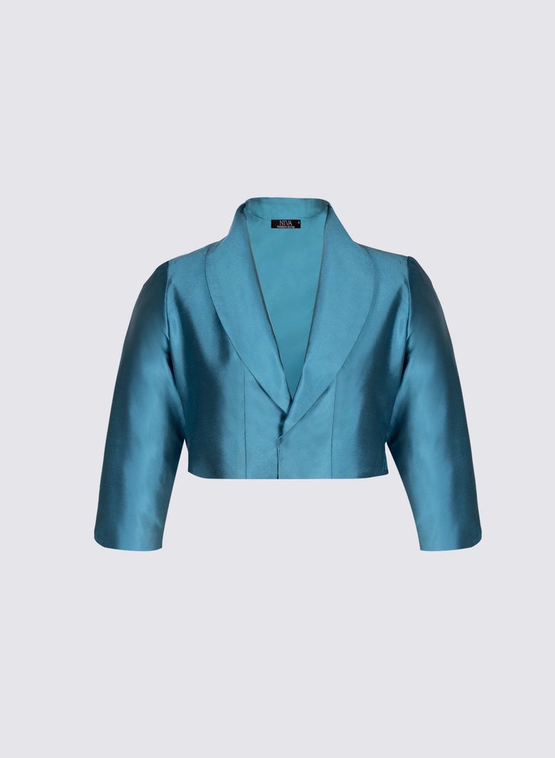 NIVA FASHION HOUSE Delight Cropped Blue Blazer Jacket  - Image 1