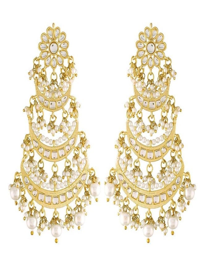 Aheli Kundan Pearl Long Dangle Chandbali Earring Maang Tikka Indian Traditional Bollywood Jewelry Set Gift for Women - Image 5