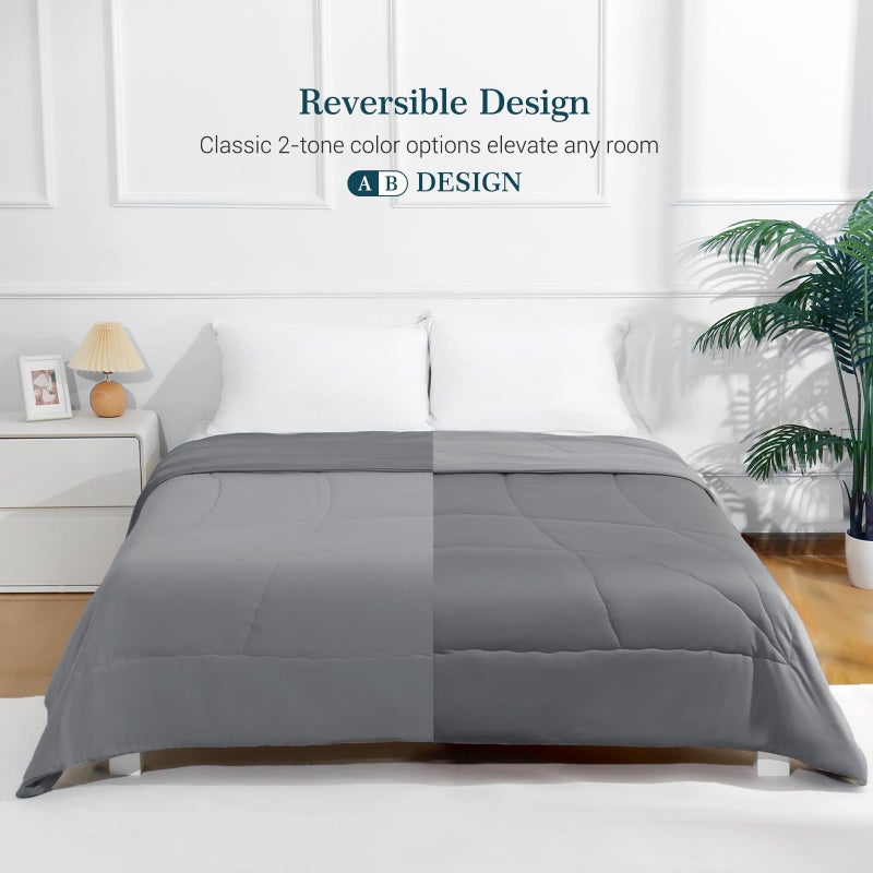 Elegear Revolutionary Cooling Comforter King Absorbs Body Heat to Keep Cool, Cooling Blanket for Hot Sleepers Japanese Arc-Chill 3.0 Cool Tech Fabric Summer Comforter Hypo-Allergenic Cool Quilt - Gray - Image 3
