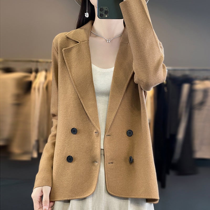 Suit Cardigan Elegant All-Match Solid Color Top Autumn New Long-Sleeved Comfortable Fashion Jacket Age-Reducing Casual Chic - Image 1