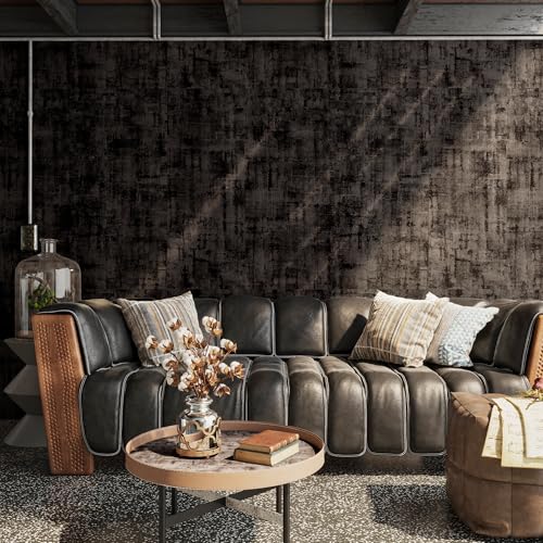 TOTIO Dark Wallpaper Black Grey Stained Concrete Contact Paper Dark Gray Cement Checkerboard Wallpaper Peel and Stick 32x78in Air Guide Slot Design Matte Thick SelfAdhesive Countertop Paper - Image 3