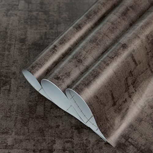 TOTIO Dark Wallpaper Black Grey Stained Concrete Contact Paper Dark Gray Cement Checkerboard Wallpaper Peel and Stick 32x78in Air Guide Slot Design Matte Thick SelfAdhesive Countertop Paper - Image 1
