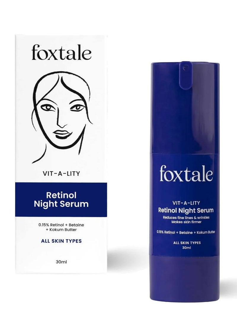 foxtale 0.15% Beginner Friendly Retinol Night Serum | Anti-Aging Night Cream | Reduces Fine Lines and Wrinkles | No Purging | For Younger-looking Skin | Men & Women | All Skin Types - 30 ml - Image 1