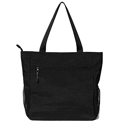 ESVAN Original Floral Water Resistant Large Tote Bag Shoulder Bag for Gym Beach Travel Daily Bags Upgraded ([S] Black) - Image 4