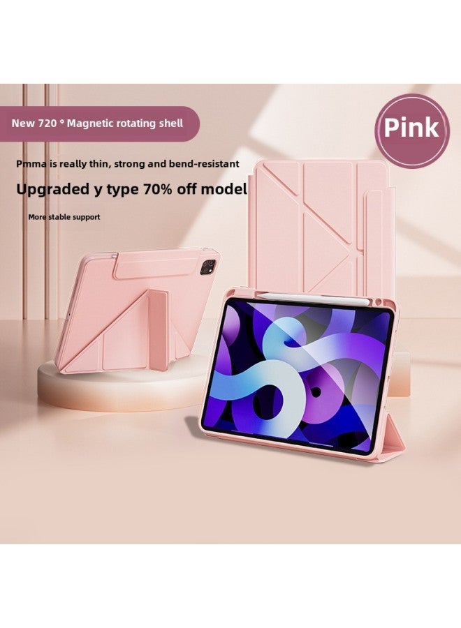 Suitable For Ipadair6 Protective Case With Pen Slot Magnetic Split Protective Case Apple Flat Light Anti-bending Drop All-inclusive-Color:Dream Powder-Applicable Models:Ipad Pro 2020 Version Full Screen( 12.9inch )  - Image 1