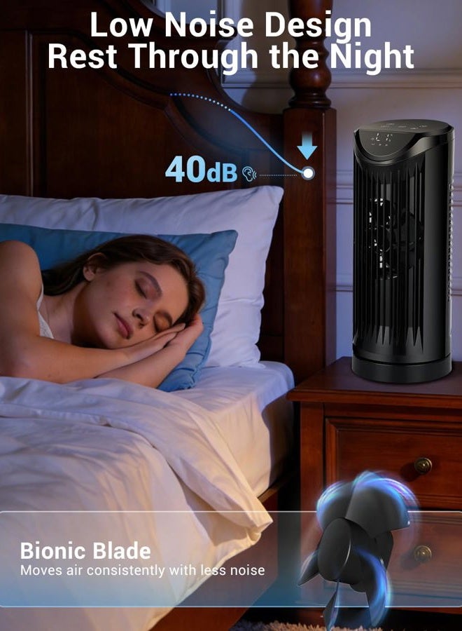 Kopbeau Personal Tower Fan for Bedroom, Portable Desk Table Fan，3 Speeds Cooling Standing Fan with 12H Timer, 60° & 110° Oscillating Floor Tower Fans That Blows Cold Air for Bedroom Office,Grey - Image 3