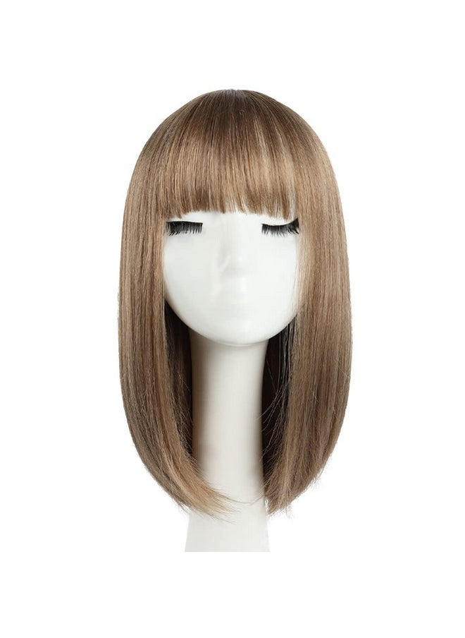 HSPJHTM - Spjhtm Bob Wig Blonde Short Wigs Flame Retardant 14" Straight Silky Fluffy Womens Hair Wigs Synthetic Black Wig With Bangs Girl Cosplay Colorful Women Daily Much Colors (Free Wig Cap) - Image 1