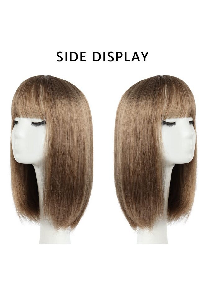 HSPJHTM - Spjhtm Bob Wig Blonde Short Wigs Flame Retardant 14" Straight Silky Fluffy Womens Hair Wigs Synthetic Black Wig With Bangs Girl Cosplay Colorful Women Daily Much Colors (Free Wig Cap) - Image 1