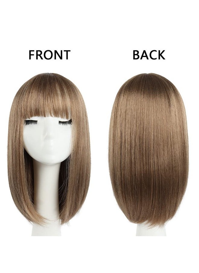 HSPJHTM - Spjhtm Bob Wig Blonde Short Wigs Flame Retardant 14" Straight Silky Fluffy Womens Hair Wigs Synthetic Black Wig With Bangs Girl Cosplay Colorful Women Daily Much Colors (Free Wig Cap) - Image 1