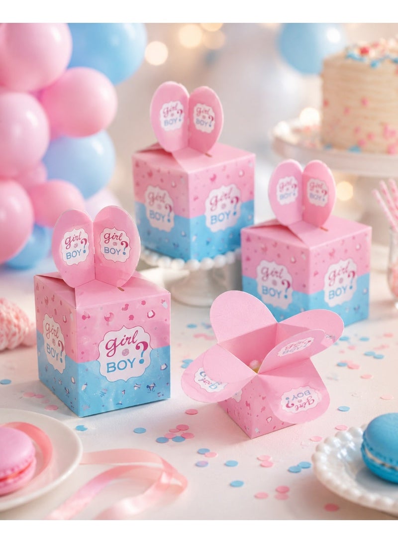 favor boxes gender reveal Pink and blue 10 , pieces, perfect for presenting sweets and small gifts in a cute and memorable way for baby shower and gender reveal parties. - Image 1