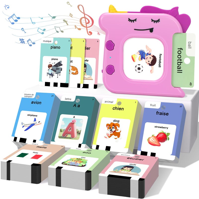 AHJ French and English Talking Flash Cards for Toddlers 1 2 3 4 5 6 Year Olds 420 Sight Words Montessori Learning Toys Pocket Speech Therapy Toys Sensory Preschool Educational Birthday - Image 3