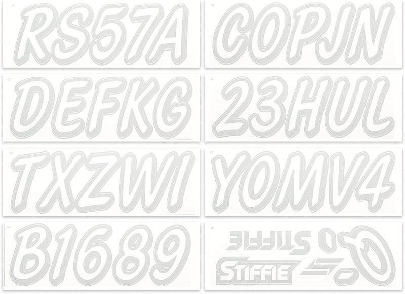 Stiffie Whipline Solid White/Silver 3" Alpha-Numeric Registration Identification Numbers Stickers Decals for Boats & Personal Watercraft - Image 3