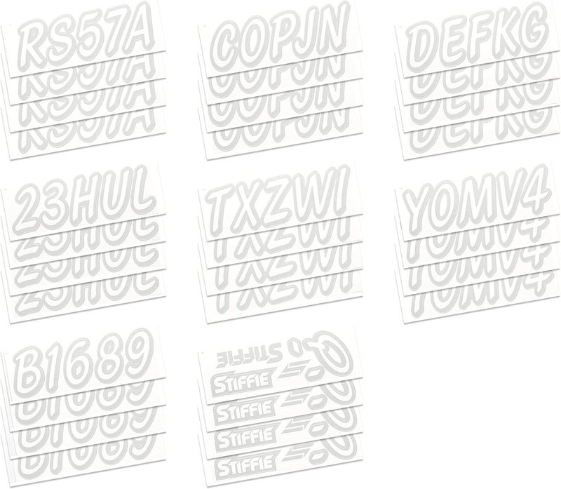 Stiffie Whipline Solid White/Silver 3" Alpha-Numeric Registration Identification Numbers Stickers Decals for Boats & Personal Watercraft - Image 4