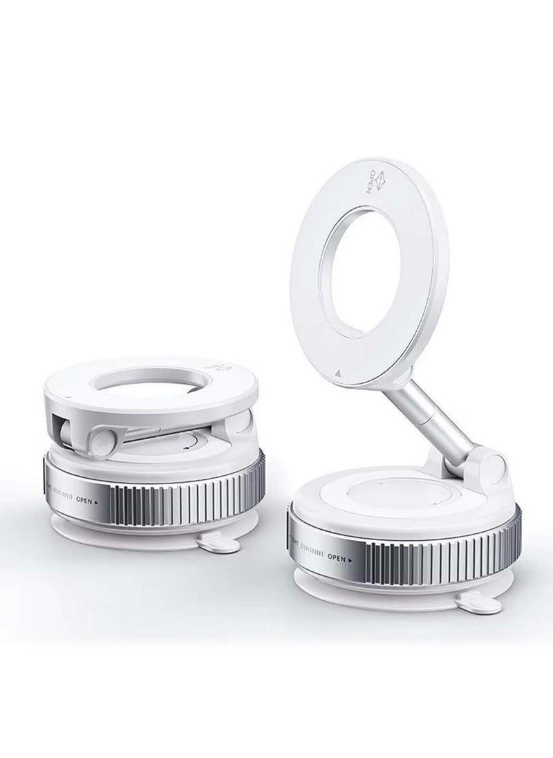 TIGER Vacuum Suction Magnetic Bracket K007S Phone Mount – 360° Rotation, Portable Magnetic Car Holder, Strong Suction Cup, Universal Fit, White - Image 2