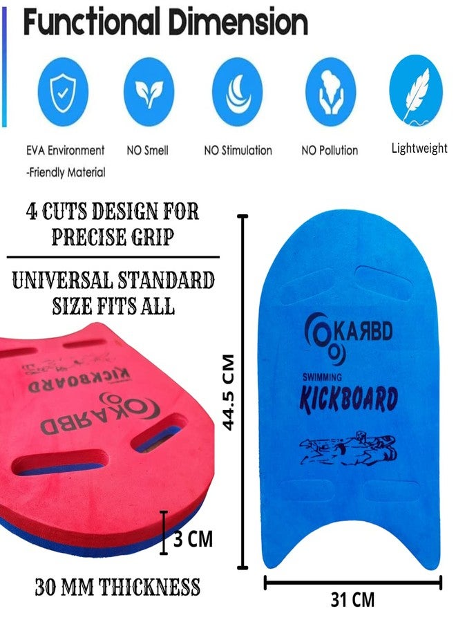 KARBD 4 Cut Swimming Kickboard Floating Board for Swimming Training Aid Exercise Equipment Pool Swim Safe Trainer Lessons Kickboards for Adults Children with 4 Holes Dual Color (Medium, Blue Red) - Image 2