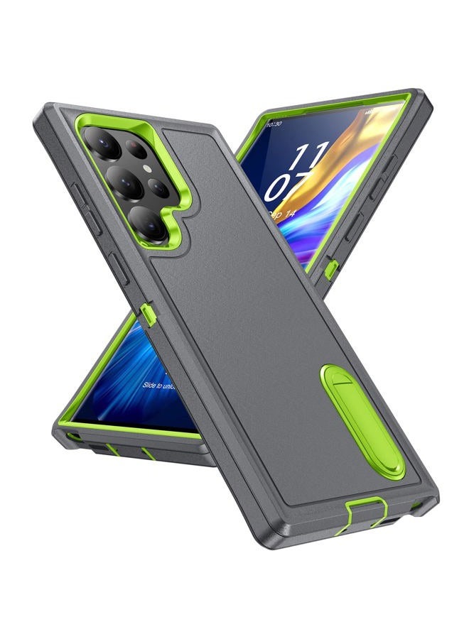 Fucozan for Samsung Galaxy S23 Ultra Case with Kickstand Case 3-Layer Military Grade Protective Case Cover Silicone Heavy Duty Rugged Shockproof for Galaxy S23 Ultra Phone Case (Gray+Green) - Image 1