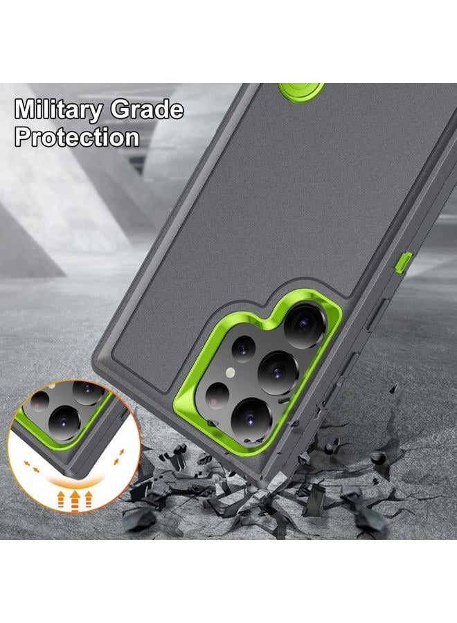 Fucozan for Samsung Galaxy S23 Ultra Case with Kickstand Case 3-Layer Military Grade Protective Case Cover Silicone Heavy Duty Rugged Shockproof for Galaxy S23 Ultra Phone Case (Gray+Green) - Image 4