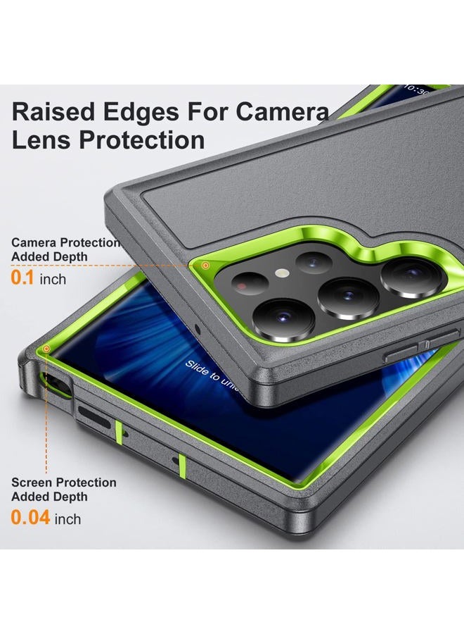 Fucozan for Samsung Galaxy S23 Ultra Case with Kickstand Case 3-Layer Military Grade Protective Case Cover Silicone Heavy Duty Rugged Shockproof for Galaxy S23 Ultra Phone Case (Gray+Green) - Image 5