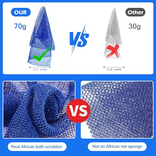 ZOCY African Net Sponge, Authentic Exfoliating Body Scrubber for Bath and Shower, Multiple Textures with Gentle Deep Exfoliating and Rich Lather for All Skins (Blue) - Image 4