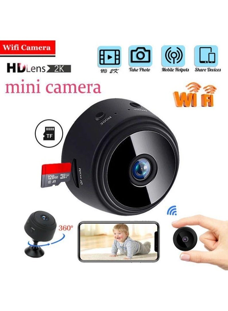 Mini Camera Wireless WiFi Hidden Spy Cam Hd 1080P Surveillance Motion Detection Night Vision Covert Nanny Camcorder Compatible iOS Android Pc One Size with 128G TF Card