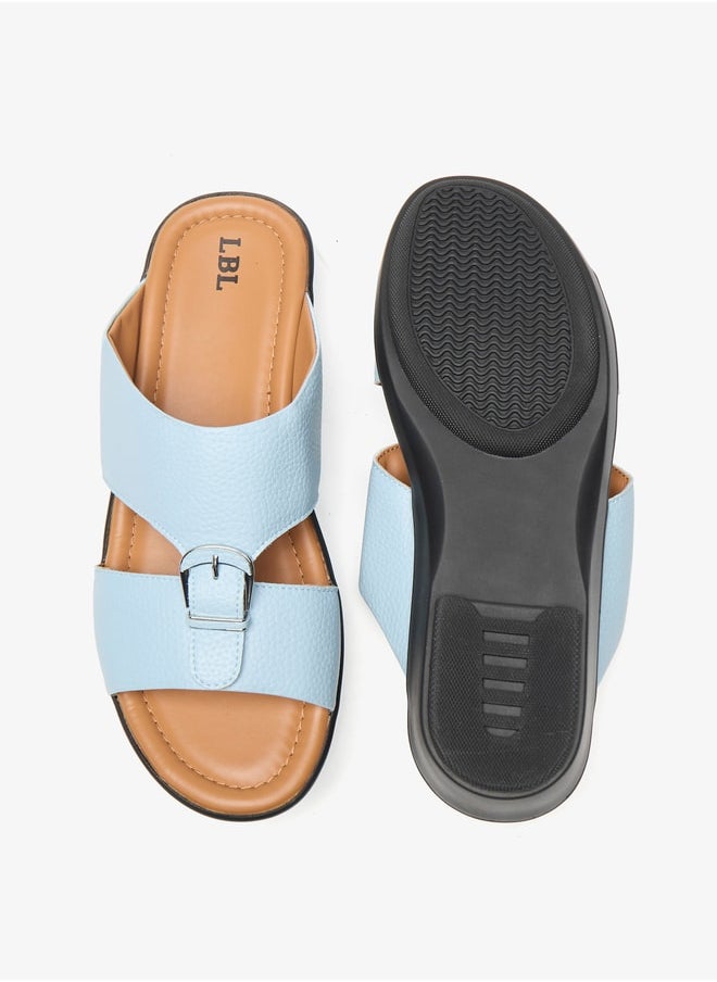 LBL by Shoexpress Mens Textured Slip-On Arabic Sandals With Buckle Accent  - Image 4