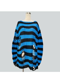 Generic Mohair new European and American Foreign trade loose striped sweater Women's Mid-length pullover ripped thin wool sweater  - Image 4