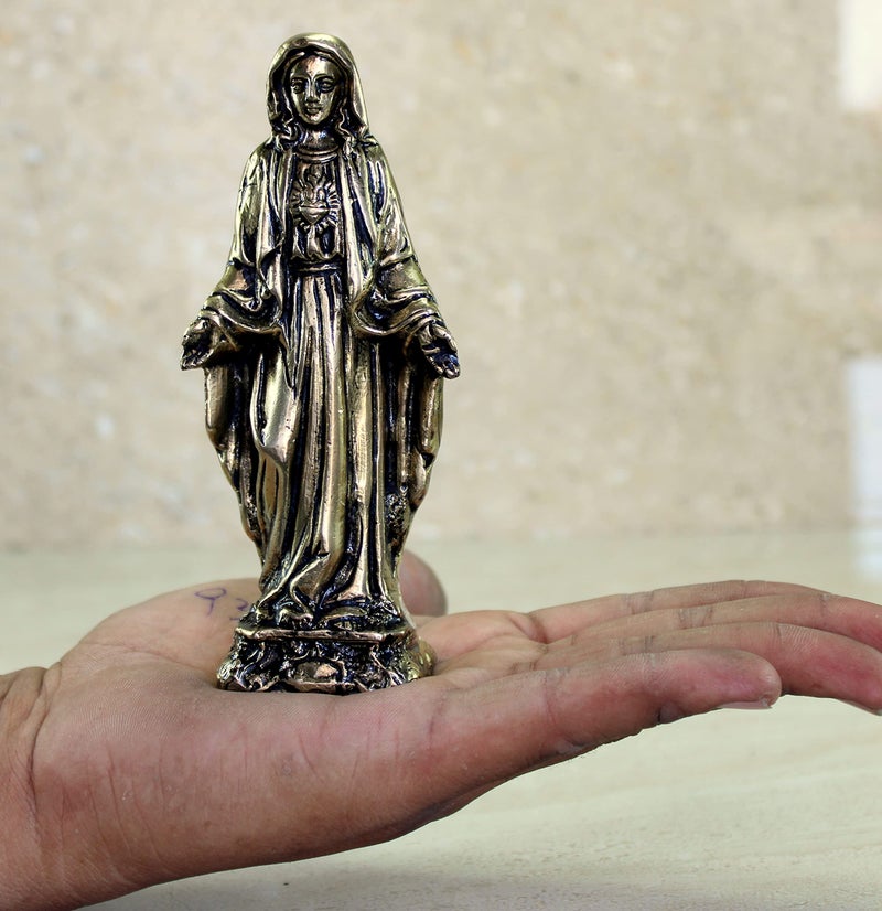 eSplanade Brass Mother Mary Statue Spiritual Idols - 5.75 inches | Religious Statues | Holy Statue of Christians - Image 4